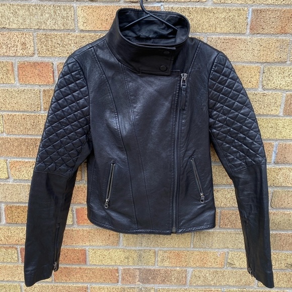 Mackage Jimmie Distressed Biker Jacket Leather Small Black Mackage for Aritzia - Picture 1 of 15